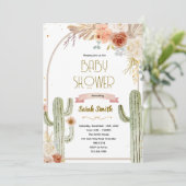 Boho cactus baby shower Invitation Einladung (Stehend Vorderseite)
