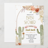 Boho cactus baby shower Invitation Einladung (Vorne/Hinten)