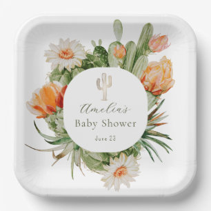 Boho Cactus Baby Shower Pappteller