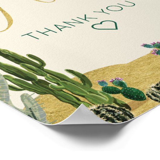 Boho Cactus Baby Shower - Schild (Ecke)