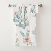 Boho Cactus Blossom Pattern Badhandtuch Set (Insitu)