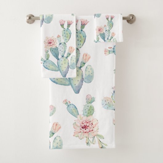 Boho Cactus Blossom Pattern Badhandtuch Set (Insitu)