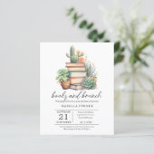 Boho Cactus Books & Brunch Kinderdusche Einladung (Stehend Vorderseite)