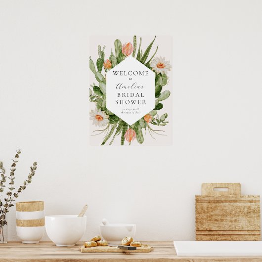 Boho Cactus Brautparty Begrüßungszeichen Poster (Küche)