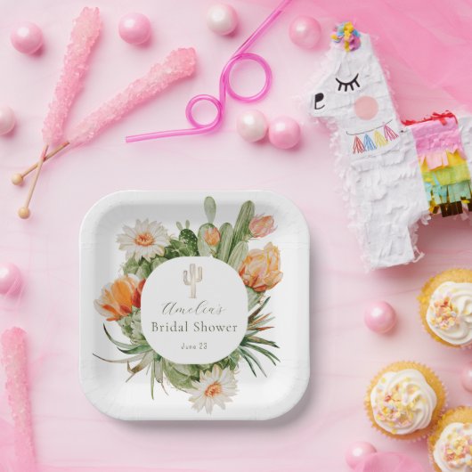 Boho Cactus Brautparty Pappteller (Party)