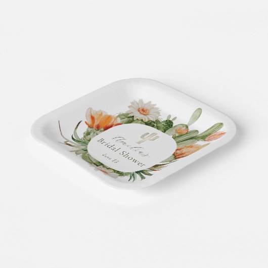 Boho Cactus Brautparty Pappteller (Gewinkelt)