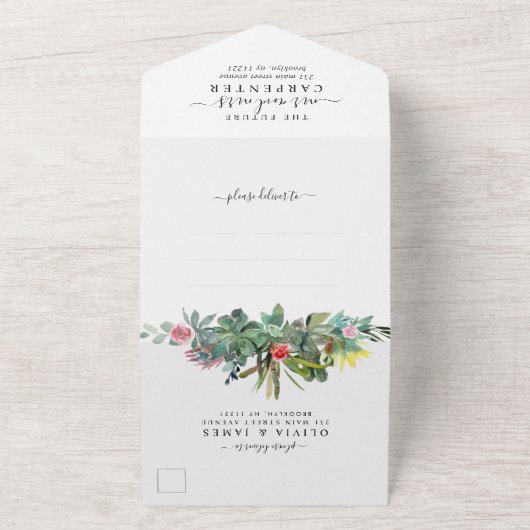 Boho Cactus Cacti Sukkulente Wüste Blumenhochzeit All In One Einladung (Außenbereich)