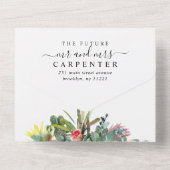 Boho Cactus Cacti Sukkulente Wüste Blumenhochzeit All In One Einladung (Rückseite)