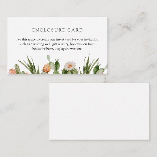 Boho Cactus Custom Enclosure Card Begleitkarte (Vorne/Hinten)