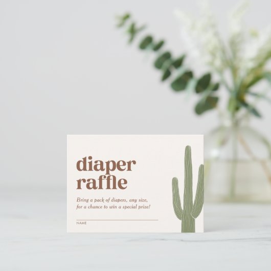 Boho Cactus Desert Baby Duwer Diaper Raffle Begleitkarte (Stehend Vorderseite)