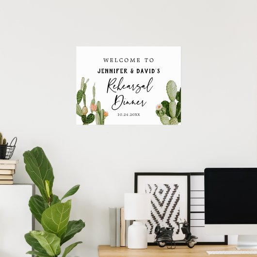 Boho Cactus Desert Probe Dinner Welcome Poster (Heimbüro)