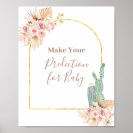 Boho Cactus Floral Predictions for baby Poster