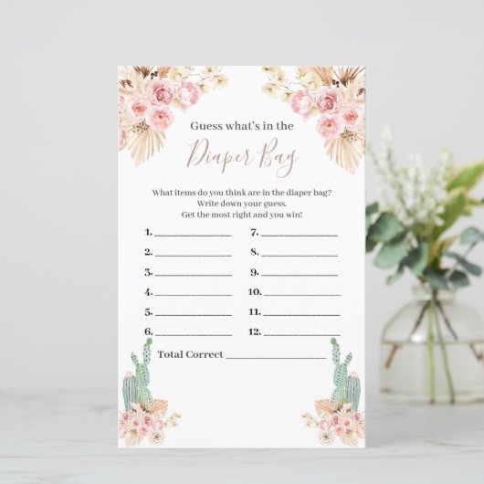 Boho Cactus Floral rät, was in der Windeltasche is (Stehend Vorderseite)