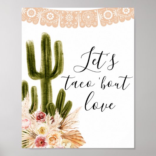 Boho Cactus Let's Taco's über Liebe Sign Poster (Vorne)