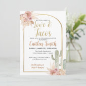 Boho Cactus Liebe und Tacos Brautparty Einladung (Stehend Vorderseite)