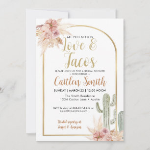 Boho Cactus Liebe und Tacos Brautparty Einladung