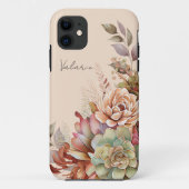 Boho Cactus monogram Case-Mate iPhone Hülle (Rückseite)