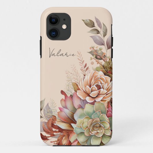 Boho Cactus monogram Case-Mate iPhone Hülle (Rückseite)
