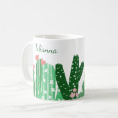 Boho Cactus Painting in Green Personalisiert Kaffeetasse (Vorderseite Links)