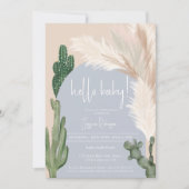 Boho cactus pampas arch boy hello baby dusche einladung (Vorderseite)