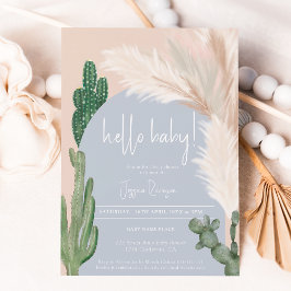 Boho cactus pampas arch boy hello baby dusche einladung