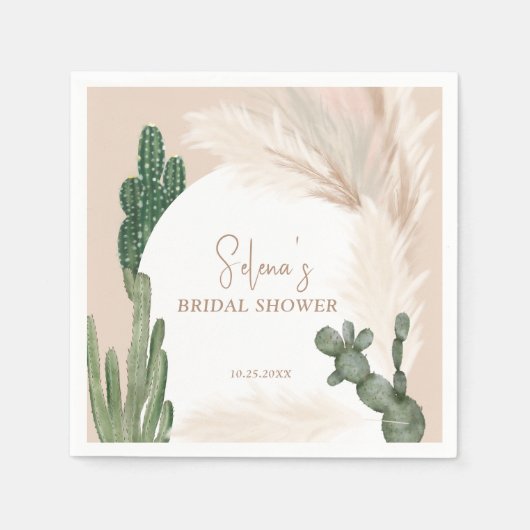 Boho cactus pampas arch desert Brautparty Serviette (Vorderseite)