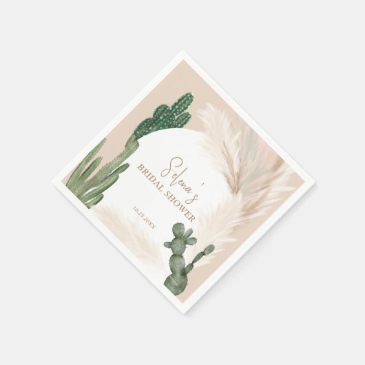 Boho cactus pampas arch desert Brautparty Serviette (Ecke)