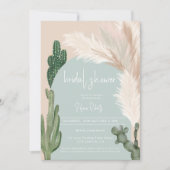Boho cactus pampas arch green Brautparty Einladung (Vorderseite)