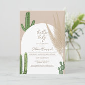 Boho cactus pampas arch hello baby dusche einladung (Stehend Vorderseite)