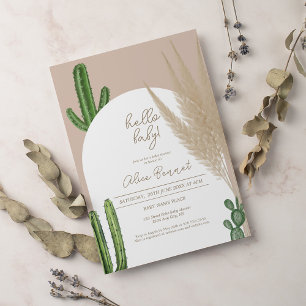 Boho cactus pampas arch hello baby dusche einladung
