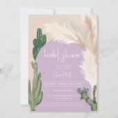 Boho cactus pampas arch lila Brautparty Einladung (Vorderseite)