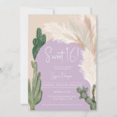 Boho cactus pampas arch lila earth tone Sweet 16 Einladung (Vorderseite)