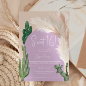 Boho cactus pampas arch lila earth tone Sweet 16 Einladung