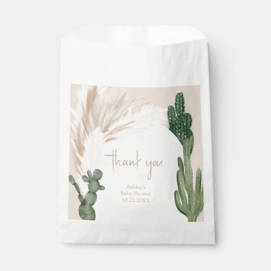 Boho cactus pampas arch wüste Babydusche Geschenktütchen (Vorderseite)