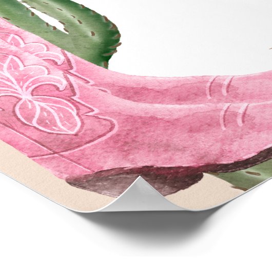 Boho cactus pampas boots Baby Willkommensdusche Poster (Ecke)