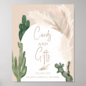 Boho cactus pampas cards gifts Brautparty Poster (Vorne)