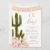 Boho Cactus Pampas Grass Baby Shower Einladung (Vorderseite)
