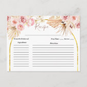 Boho Cactus Pink Blume Brautparty Rezept Karte (Vorderseite)