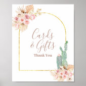 Boho Cactus Pink Blume Karten und Geschenke Zeiche Poster (Vorne)