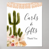 Boho Cactus Pink Blume Pampas Grass Cards & Gift Poster (Vorne)