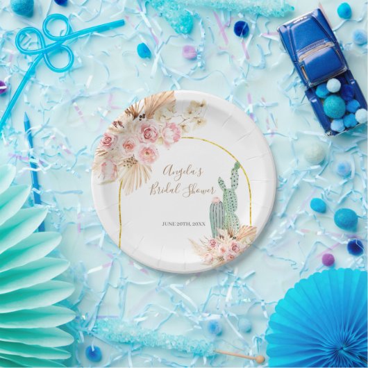 Boho Cactus Pink Blume Paper Tellers Pappteller (Party)