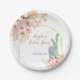 Boho Cactus Pink Blume Paper Tellers Pappteller