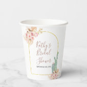 Boho Cactus Pink Blume Whitepaper Cups Pappbecher (Rückseite)