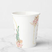 Boho Cactus Pink Blume Whitepaper Cups Pappbecher (Links)