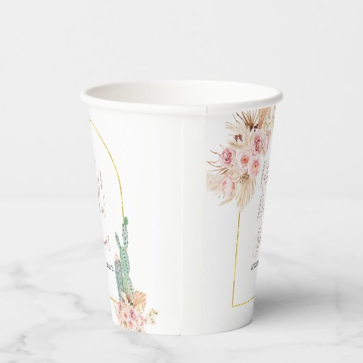 Boho Cactus Pink Blume Whitepaper Cups Pappbecher (Rechts)