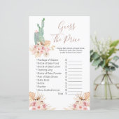 Boho Cactus Pink Floral Guess the price Game (Stehend Vorderseite)