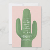 Boho Cactus Pink Gold Girl Baby Shower Einladung (Vorderseite)
