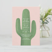 Boho Cactus Pink Gold Girl Baby Shower Einladung (Stehend Vorderseite)