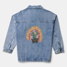 Boho Cactus Rainbow: Vibrant Wüste Vibes Jeansjacke