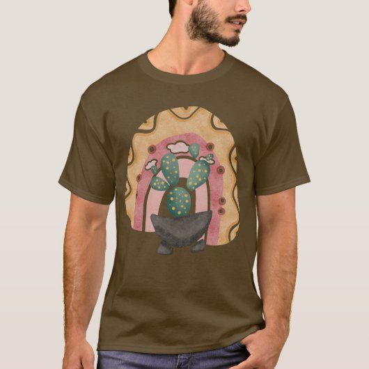 Boho Cactus Rainbow: Vibrant Wüste Vibes T-Shirt (Vorderseite)